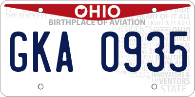 OH license plate GKA0935