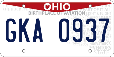 OH license plate GKA0937