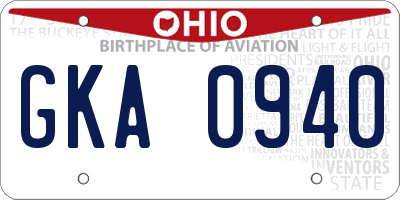OH license plate GKA0940