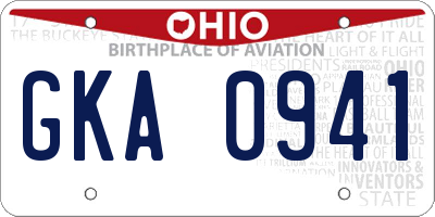 OH license plate GKA0941