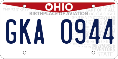 OH license plate GKA0944