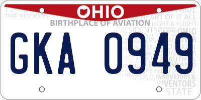 OH license plate GKA0949