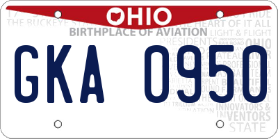 OH license plate GKA0950