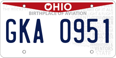 OH license plate GKA0951