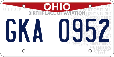 OH license plate GKA0952