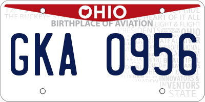 OH license plate GKA0956
