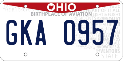 OH license plate GKA0957