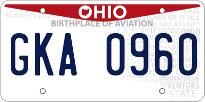OH license plate GKA0960