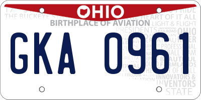 OH license plate GKA0961