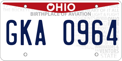 OH license plate GKA0964