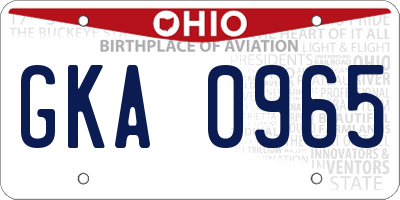 OH license plate GKA0965