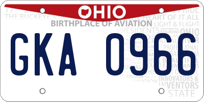 OH license plate GKA0966