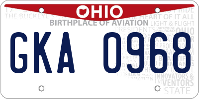 OH license plate GKA0968