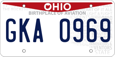 OH license plate GKA0969