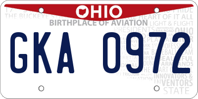 OH license plate GKA0972