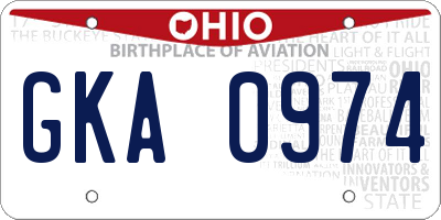 OH license plate GKA0974