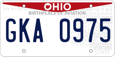 OH license plate GKA0975