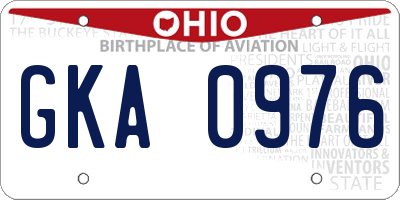 OH license plate GKA0976