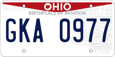 OH license plate GKA0977