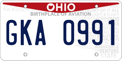 OH license plate GKA0991