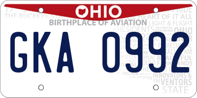OH license plate GKA0992
