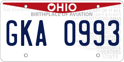 OH license plate GKA0993