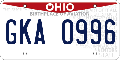 OH license plate GKA0996