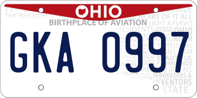 OH license plate GKA0997