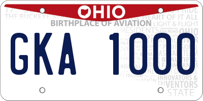 OH license plate GKA1000