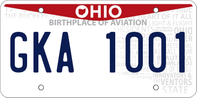 OH license plate GKA1001