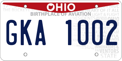 OH license plate GKA1002