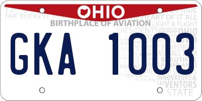 OH license plate GKA1003
