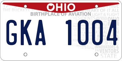 OH license plate GKA1004