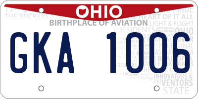 OH license plate GKA1006