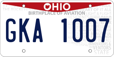 OH license plate GKA1007