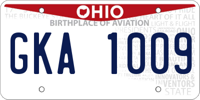 OH license plate GKA1009