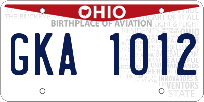 OH license plate GKA1012