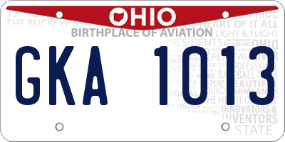 OH license plate GKA1013