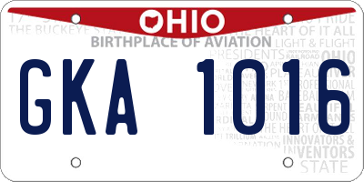 OH license plate GKA1016