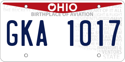 OH license plate GKA1017