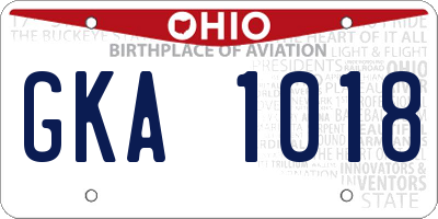 OH license plate GKA1018