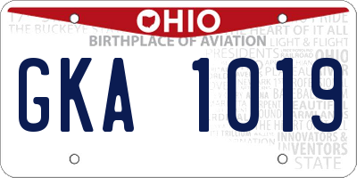 OH license plate GKA1019