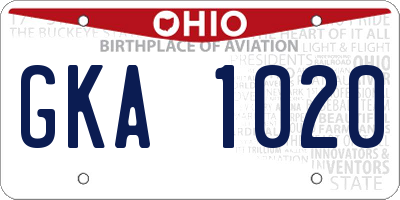 OH license plate GKA1020