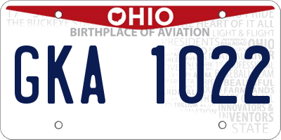 OH license plate GKA1022