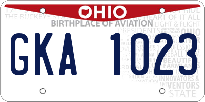 OH license plate GKA1023