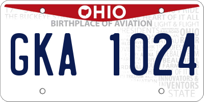 OH license plate GKA1024