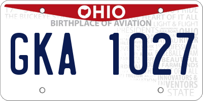 OH license plate GKA1027