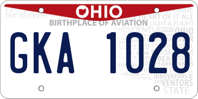 OH license plate GKA1028