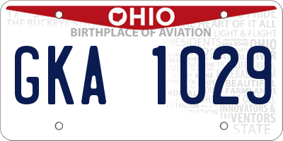 OH license plate GKA1029