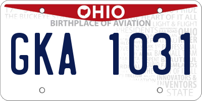 OH license plate GKA1031